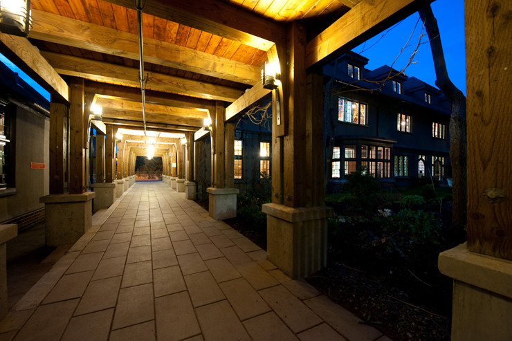 Graham House exterior at night